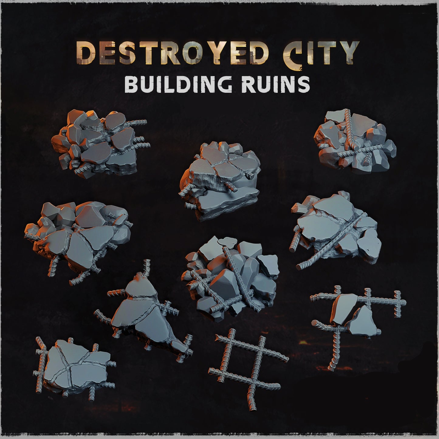 Destroyed City Rubble Basing Bits