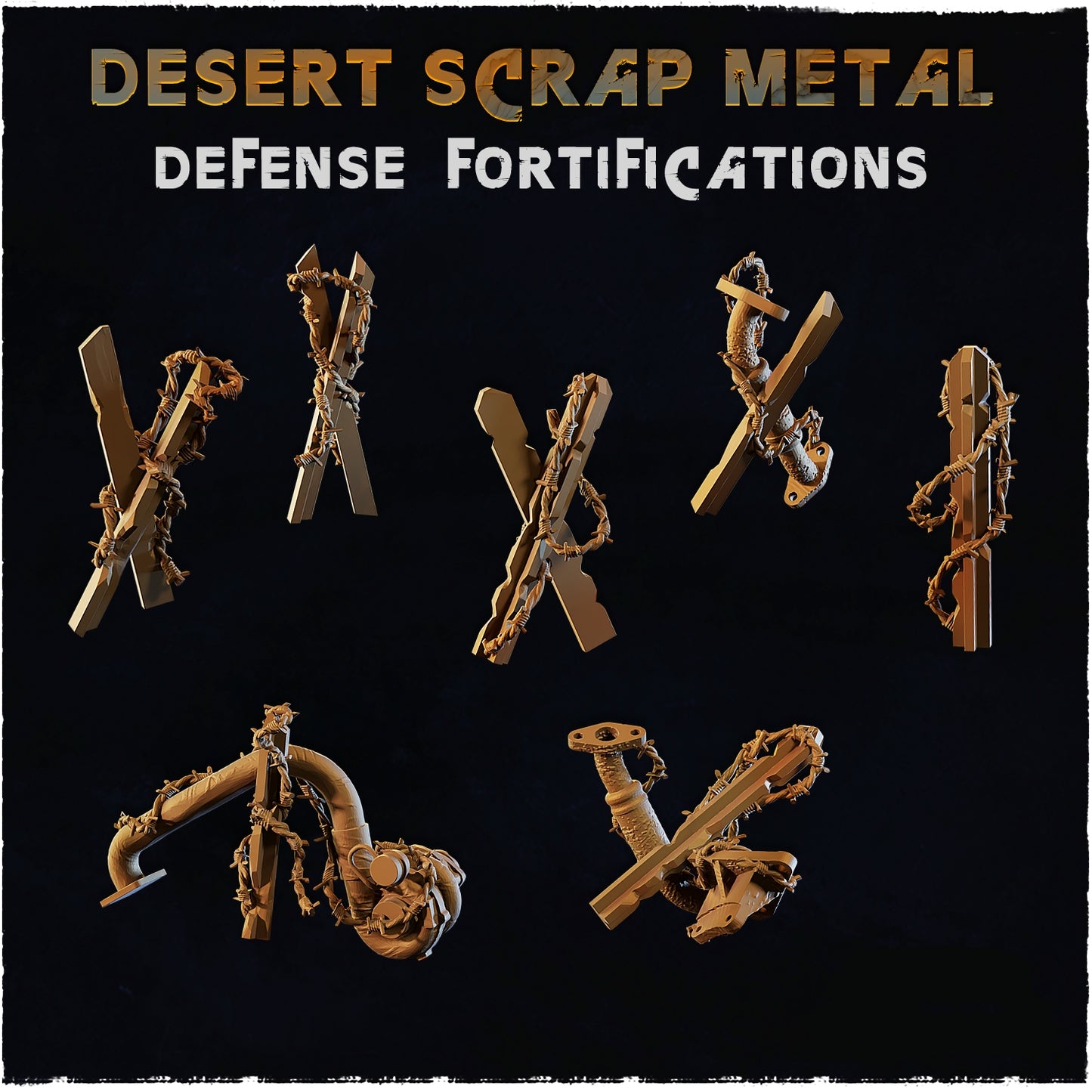 Desert Scrap Metal Defence Fortifications Basing Bits