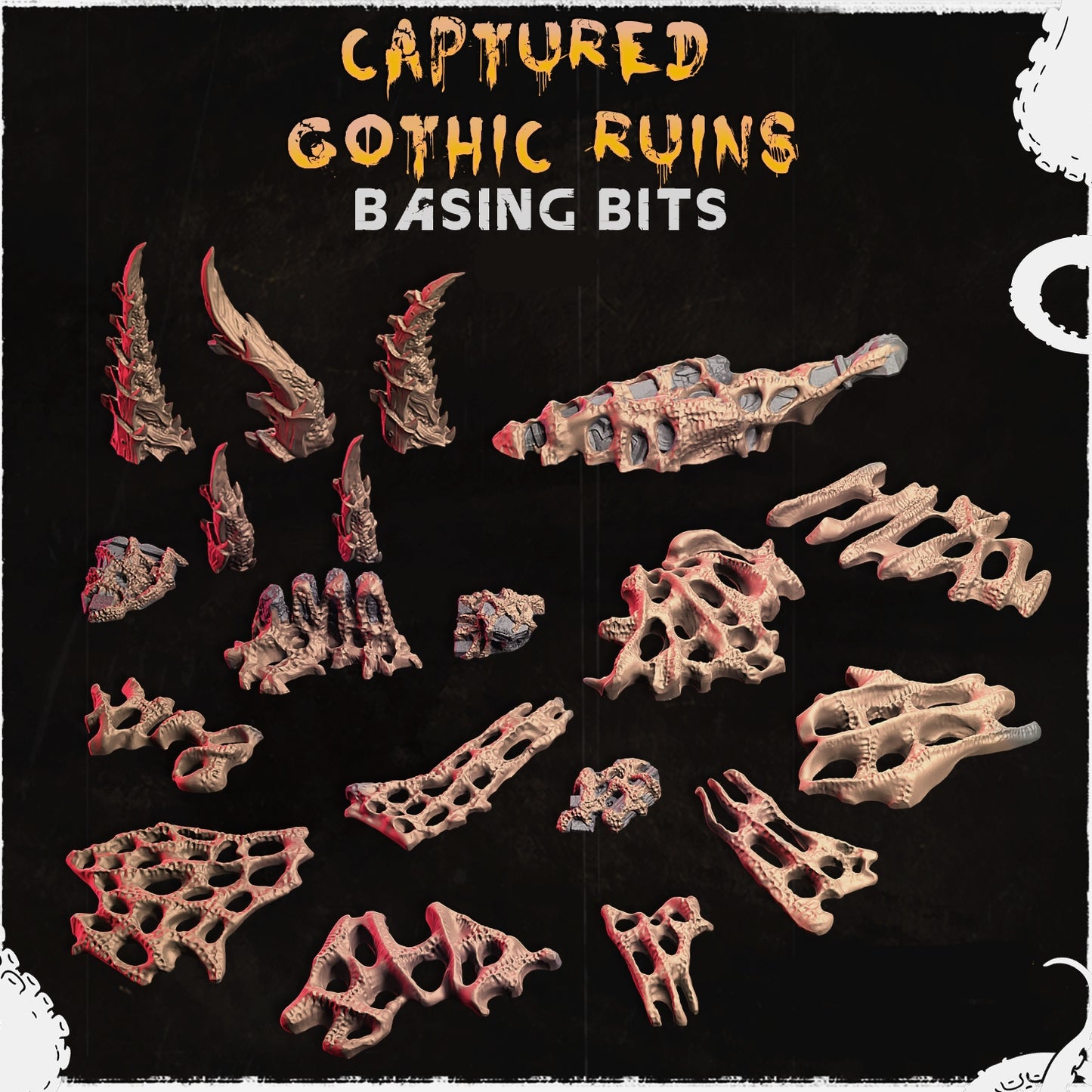 Captured Gothic Ruins Webbed Rubble Basing Bits