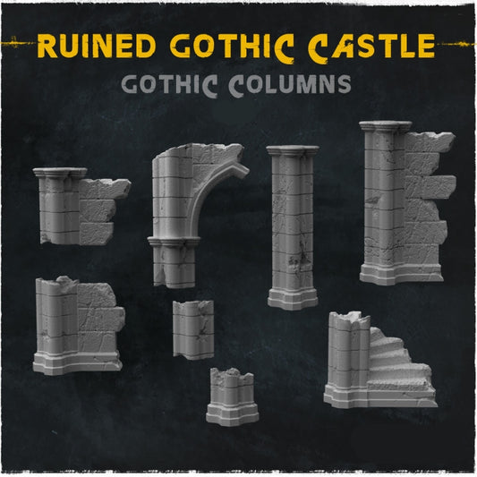 Ruined Gothic Castle Wall Rubble Basing Bits