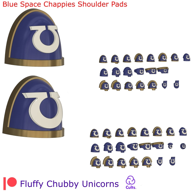 Blue Space Chappies Shoulder Pads Compatible with Ultramarines