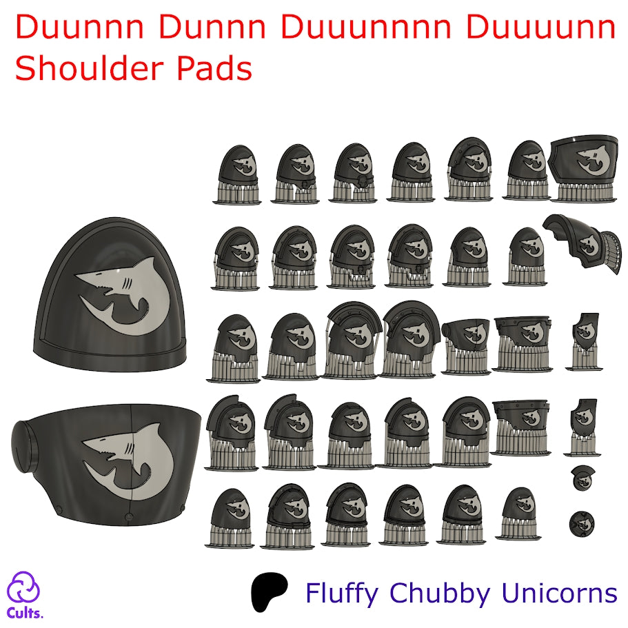 Dunn Dunn Duunnn Duunnn Space Chappies Shoulder Pads Compatible with Carcharodons