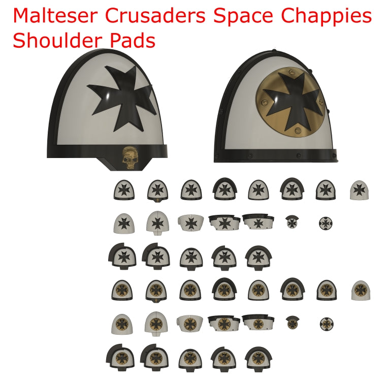 Malteser Crusaders Space Chappies Shoulder Pads Compatible with Black Templars
