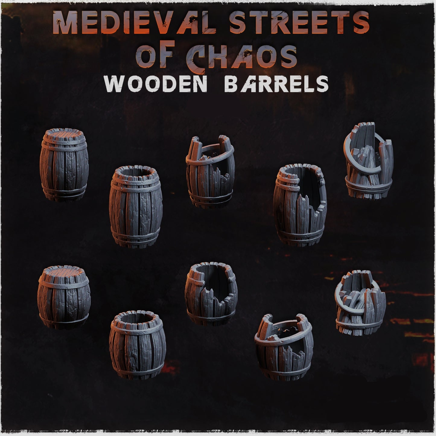 Medieval Streets of Chaos Wooden Barrels Basing Bits