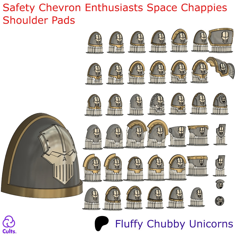Safety Chevrons Space Chappies Shoulder Pads Compatible with Iron Warriors