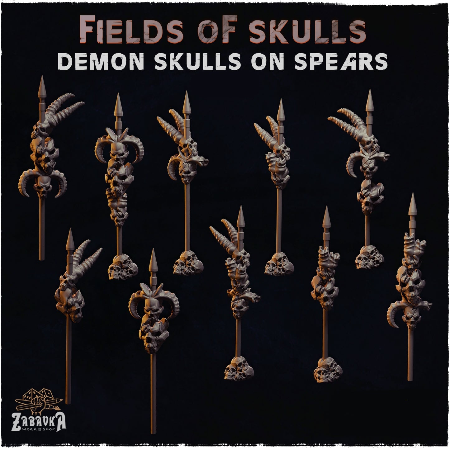 Fields of Skulls Demon Skull Spear Basing Bits