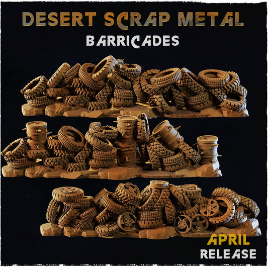 Desert Scrap Metal Resin Wargaming Barricades