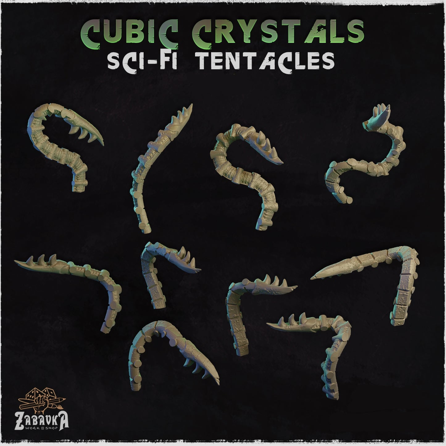 Cubic Crystals Sci Fi Tentacles Basing Bits
