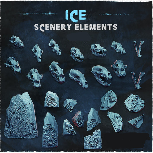 Ice Skulls and Rocks Basing Bits