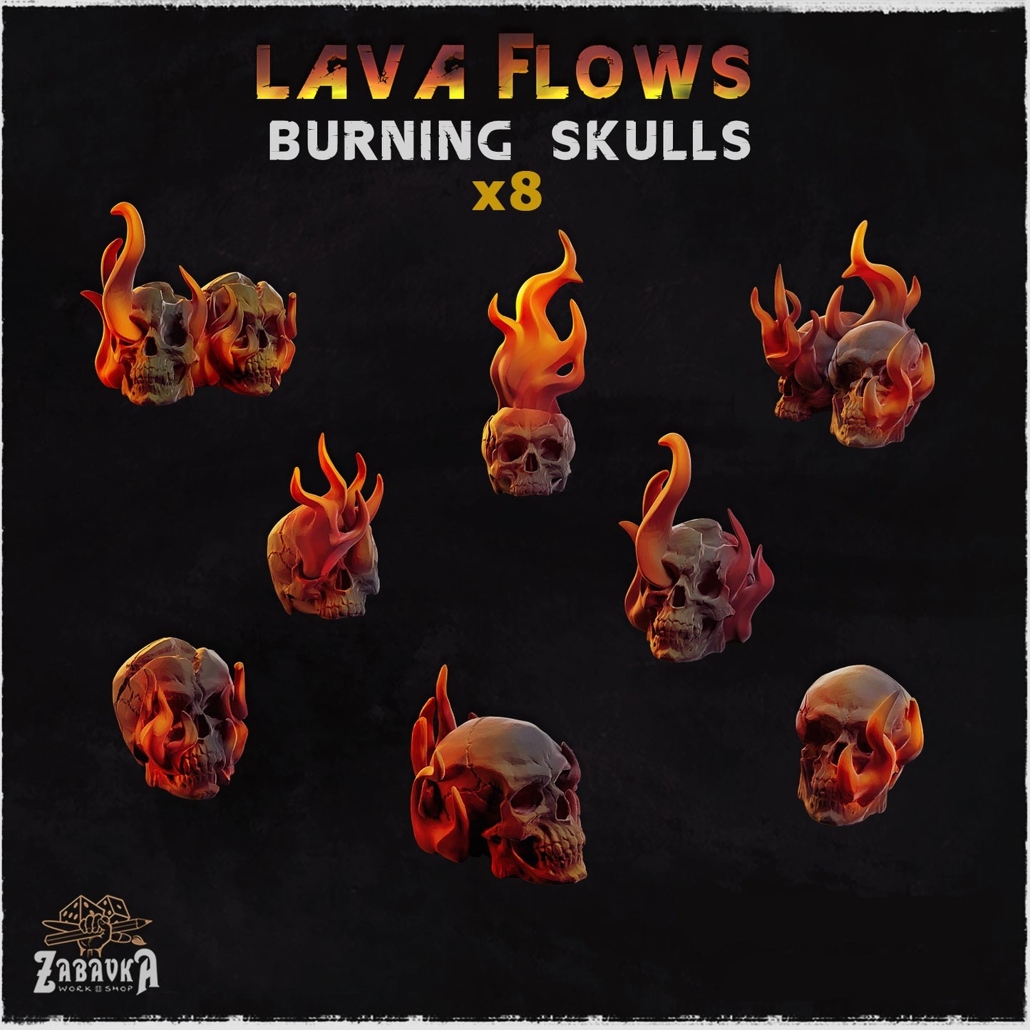 Lava Flows Burning Skulls Basing Bits