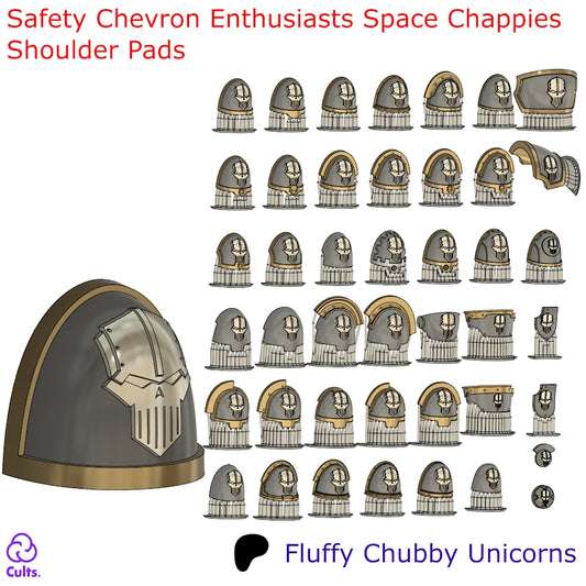 Safety Chevrons Space Chappies Shoulder Pads Compatible with Iron Warriors